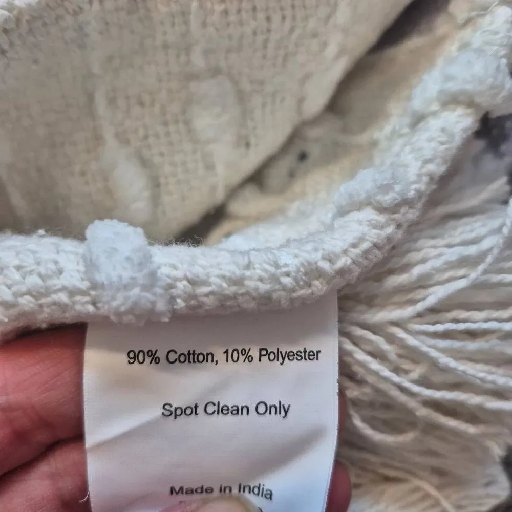 Magaschoni Boho Tufted Striped Throw Blanket 50x60 Lavender Cream Tassels NEW
